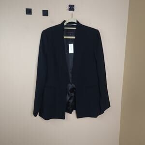 Banana Republic Seamed Lapel Long Blazer in Black Size 16
